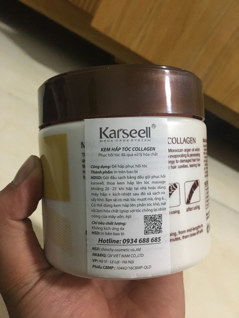 Kem Ủ Tóc Collagen Karseell Maca 500ml + tặng kèm mũ chùm tóc