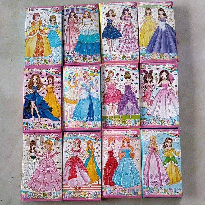 Hộp 5 tờ sticker dán công chúa thay trang phục