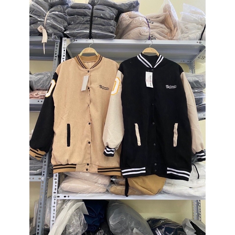 Áo khoác bomber bóng chày chất nhung tăm áo khoác Unisex nam nữ cá tính thời trang hàng quốc ULLAZANG