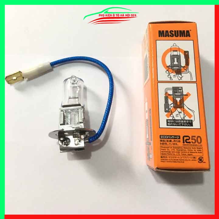 Bóng đèn H3 Halogen Masuma Nhật Bản điện áp 12v công suất 55W ánh sáng trắng 3000K