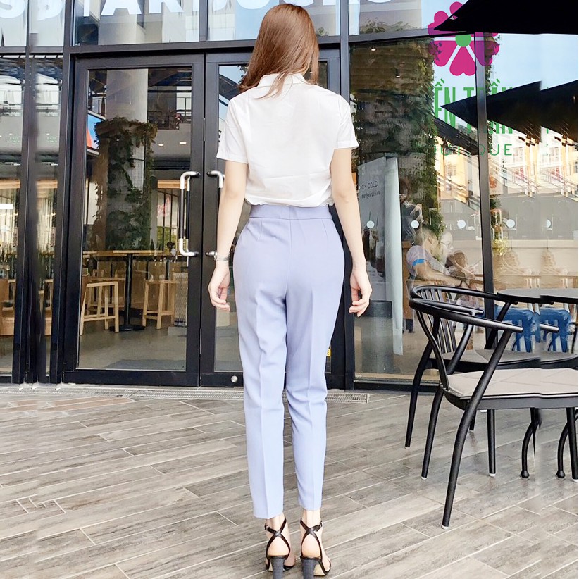 Quần tây nữ Ruby Fashion phối đai chữ S vải Vitek Hàn co giãn, không nhăn, mặc siêu đẹp | BigBuy360 - bigbuy360.vn