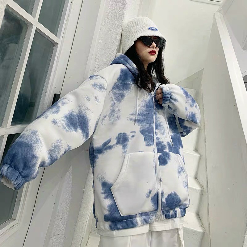 Áo Khoác Nỉ Nam Nữ Dây Kéo Loang Màu | BigBuy360 - bigbuy360.vn