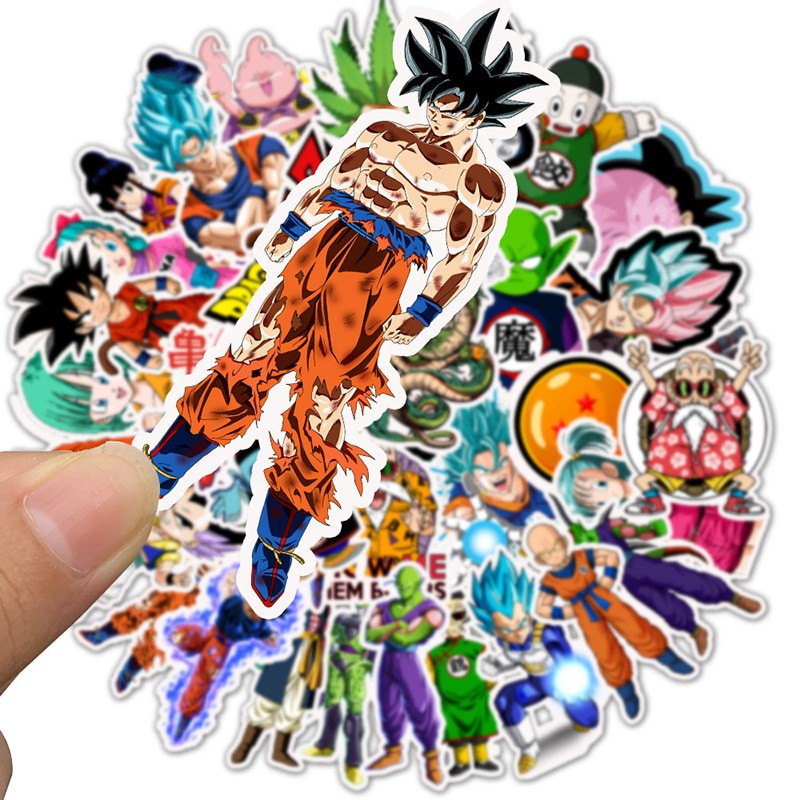 Bộ sticker Dragon Ball (miếng dán decal huy hiệu Bảy Viên Ngọc Rồng) chống nước dán xe nón bảo hiểm tủ vali Goku Vegeta