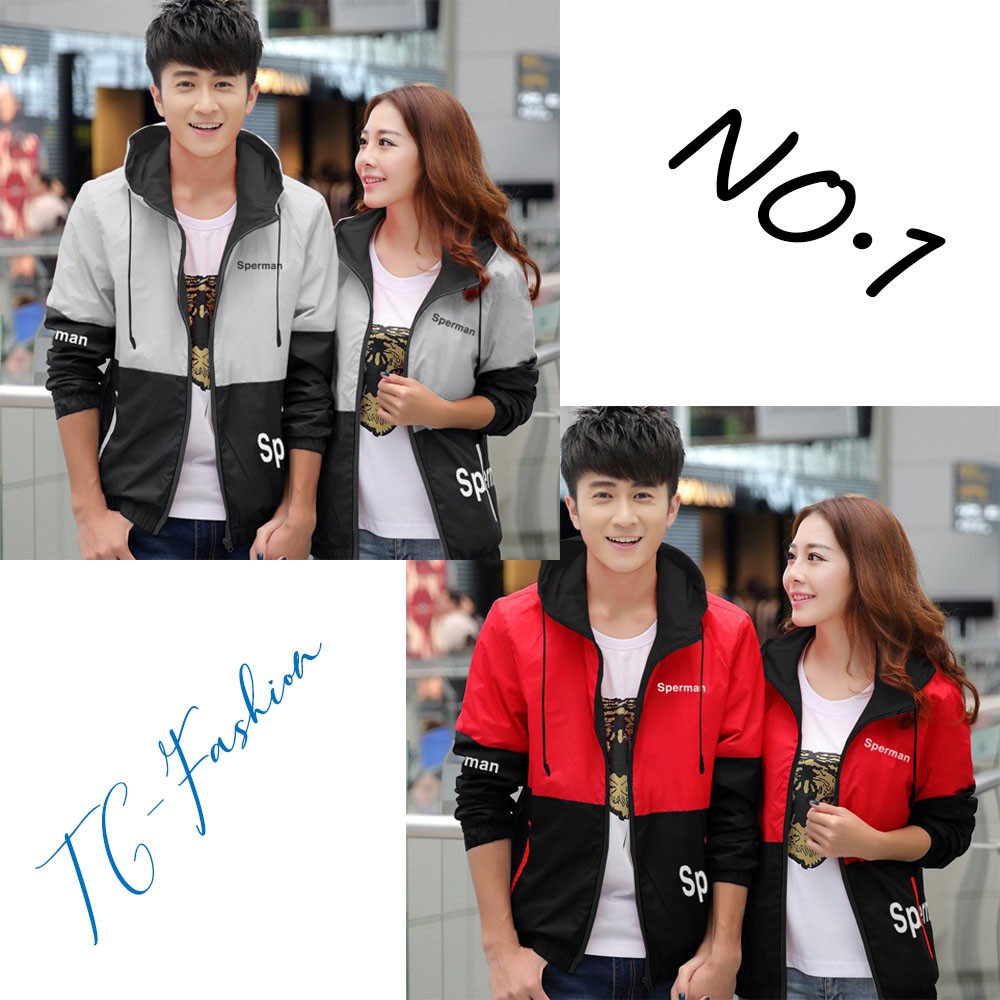 ÁO KHOÁC Cặp Nam Nữ Dù Sperman Thời Trang Kèm Mũ TCK28082