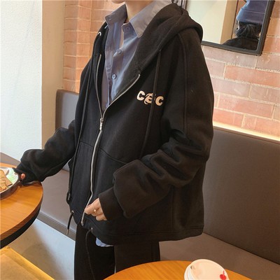 Áo Hoodie liền mũ dày nhung dày dáng rộng phong cách thời trang thu đông mẫu mới 2020 sakurada kawajima Áo khoác nữ