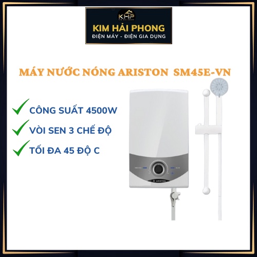 Máy nước nóng ARISTON SM45PE-VN, máy tắm nóng trực tiếp có bơm hỗ trợ - [ kimhaiphong_store ]