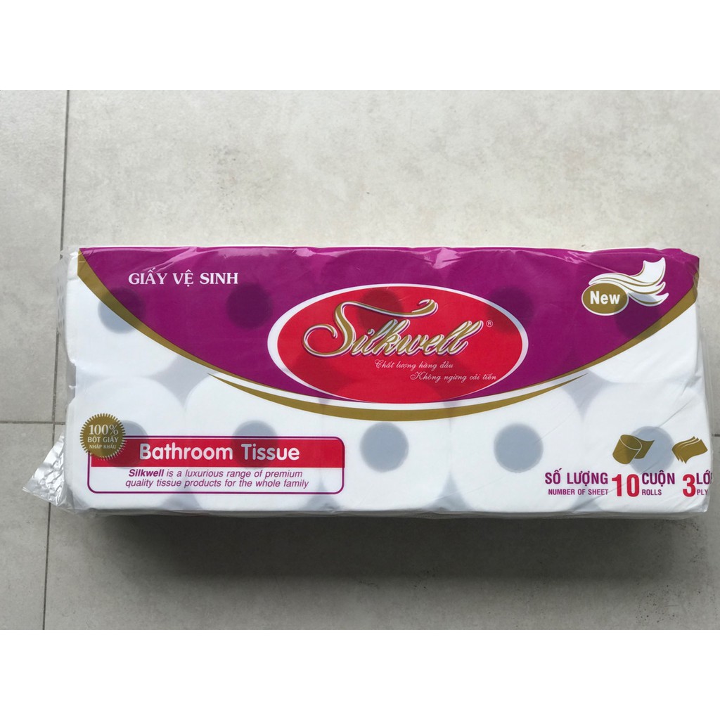 GIẤY VỆ SINH 3 LỚP TRẮNG MỊN, DAI , Có lõi SilkWell
