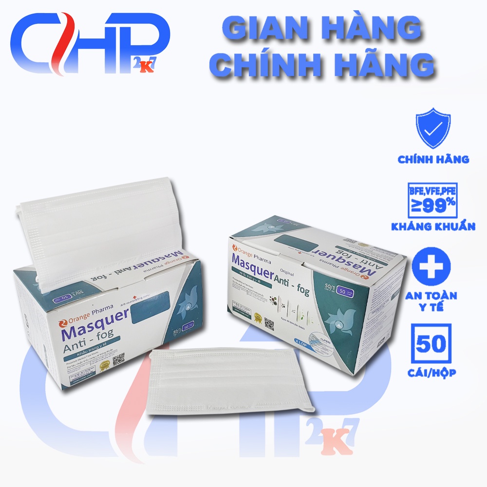 (ktyt Trắng) Hộp khẩu trang y tế 4 lớp kháng khuẩn màu Trắng quai ngoài 50 cái