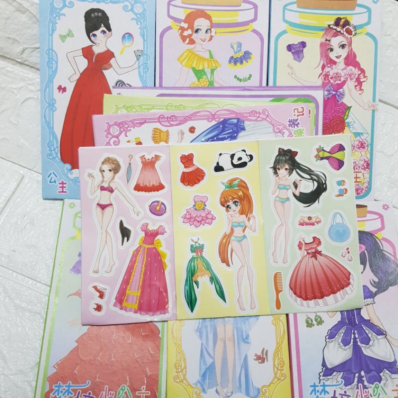 Hộp 5 tờ sticker dán công chúa thay trang phục