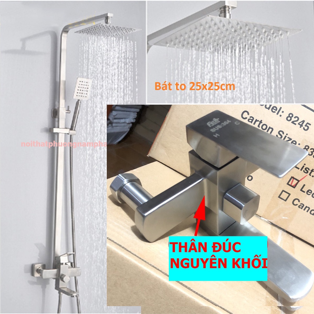 Bộ Sen Cây Tắm Đứng Vuông Nóng Lạnh INOX 304