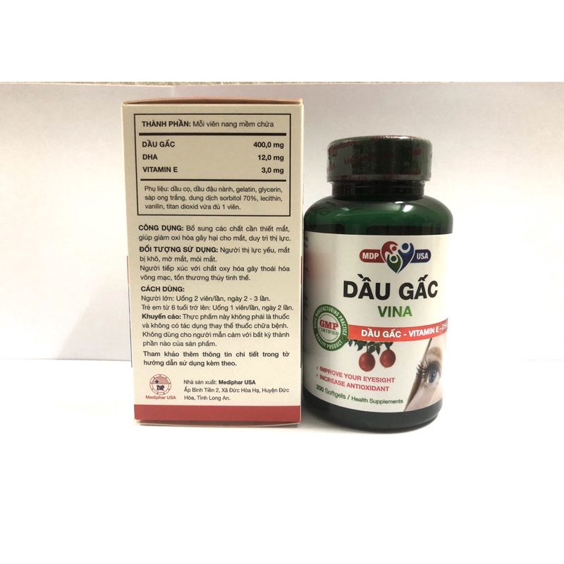 Viên uống Dầu gấc Vina- bổ sung vitamin E và DHA