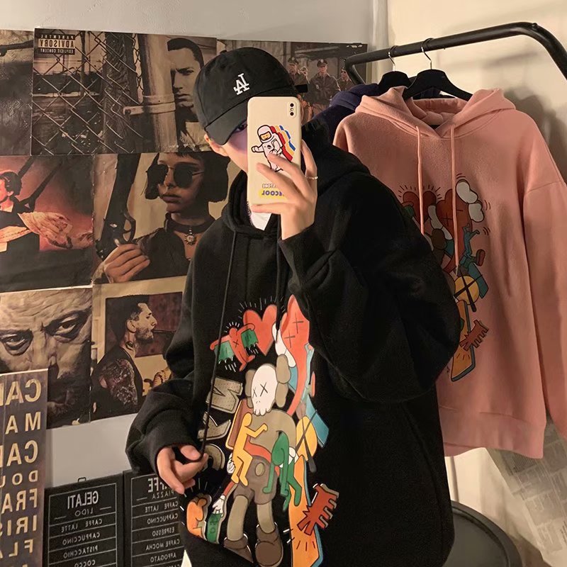 Áo hoodie in họa tiết kích thước S-3XL phong cách hip hop Hong Kong dáng rộng cho nam/cặp đôi | BigBuy360 - bigbuy360.vn