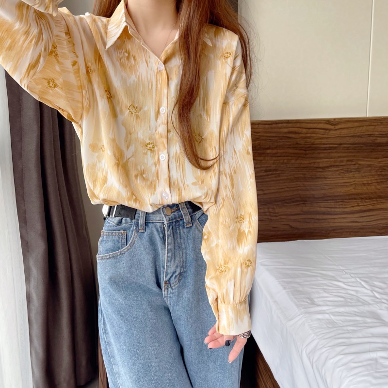 Áo Sơ Mi Nữ Tay Dài In Hoa Phong Cách Phương Tây Thời Trang Mùa Thu