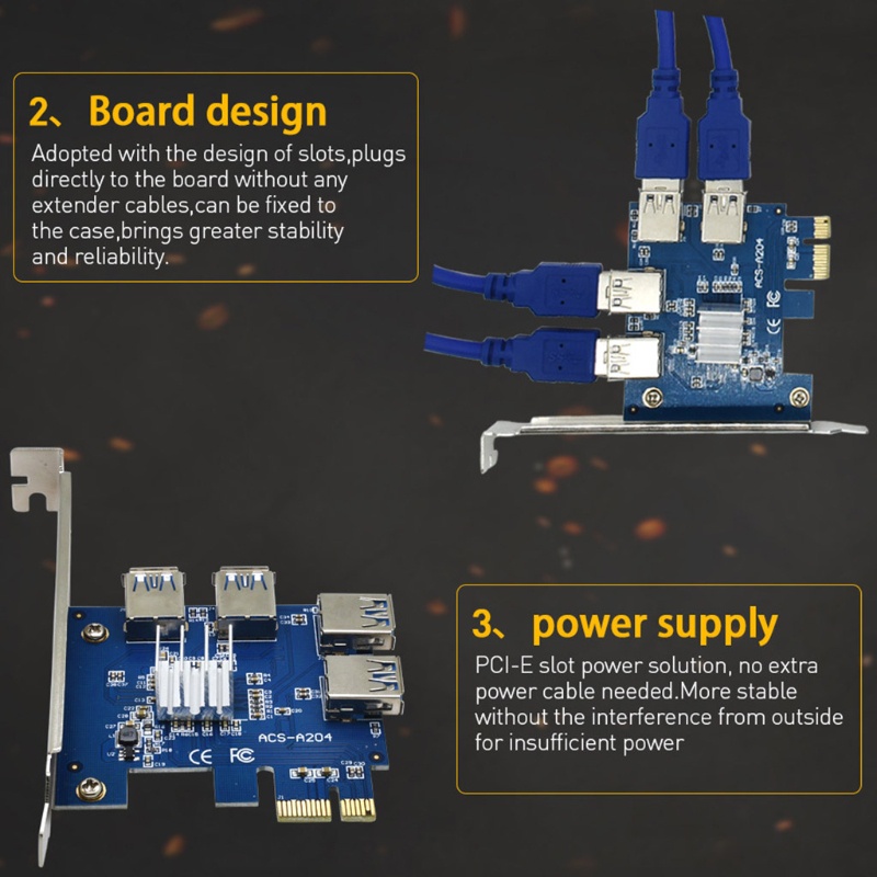 Card Đồ Họa Pci-Express 4 Pci-E Usb 3.0 1 Sang 4 Thẻ