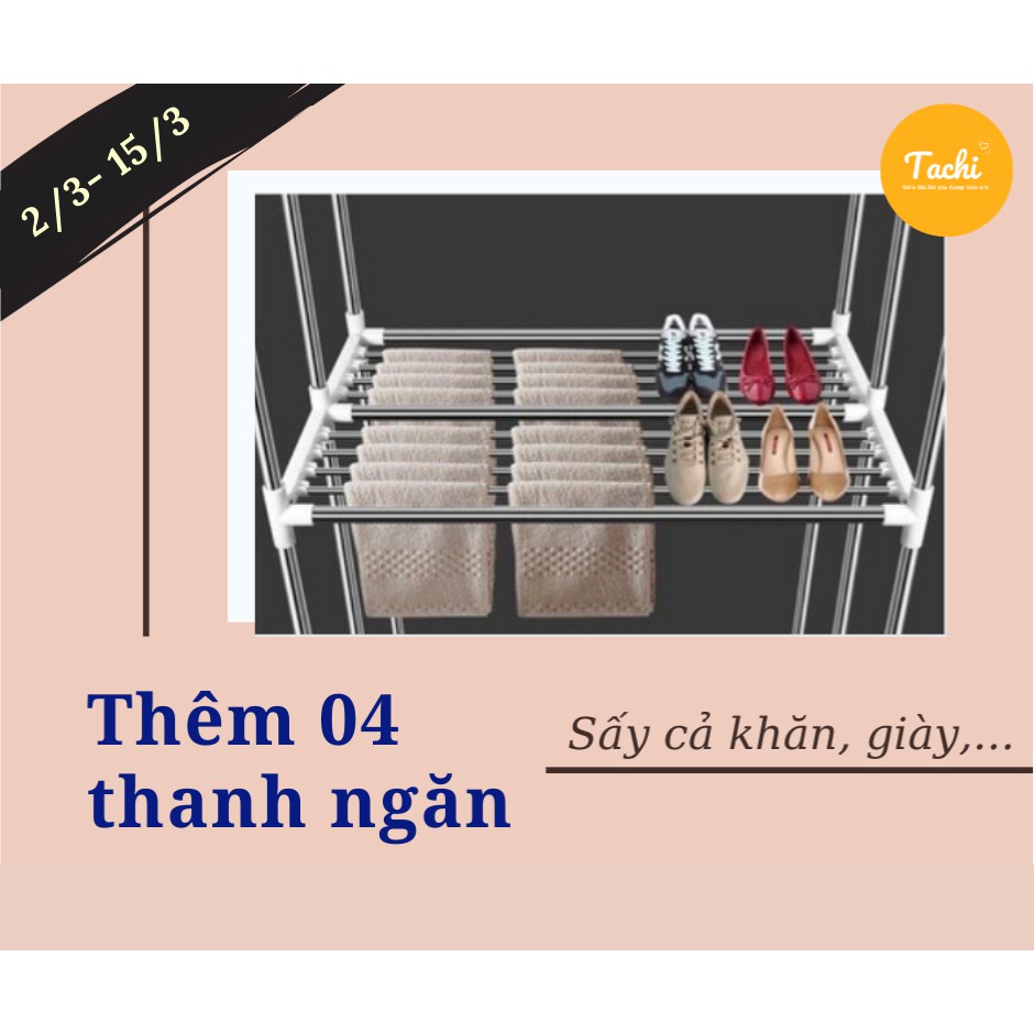 [HÀNG CHÍNH HÃNG - BH 12 THÁNG] Tủ sấy quần áo gấp gọn Tinme, công suất 2000W siêu lớn, 3 chế độ sấy