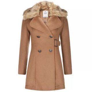 Áo dạ cổ lông Etam Weekend có 2 màu nâu và xanh than hàng TQXK size 36