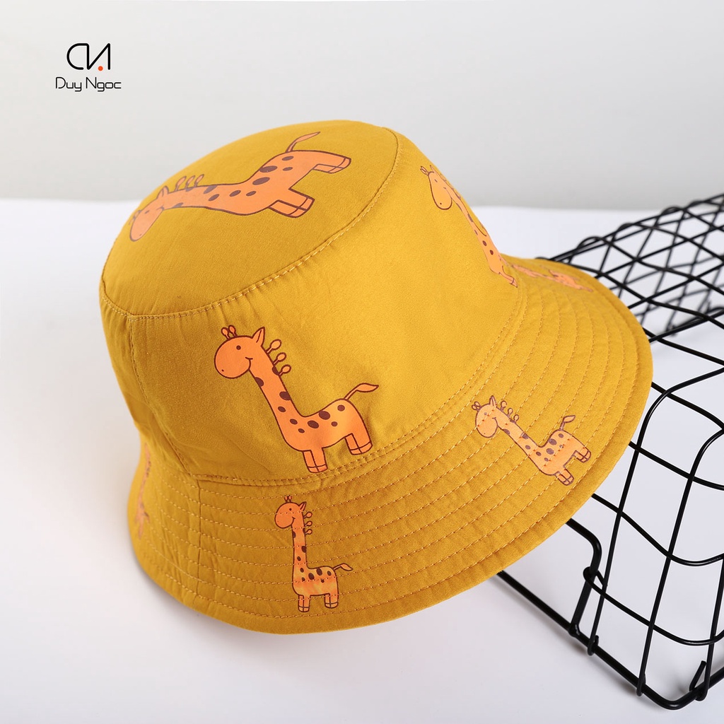 Nón Bucket trẻ em đội được 2 mặt hình in động vật đáng yêu Duy Ngọc phù hợp cho bé lớn