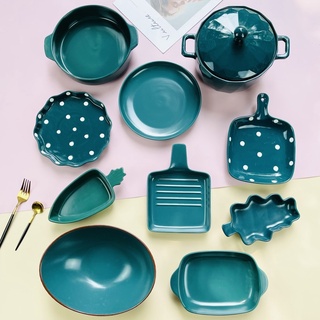 Bộ Bát Đĩa Decor MÀU XANH NGỌC 💛 SALE SỐC 💛 Set bát ăn cơm- Decor bàn ăn