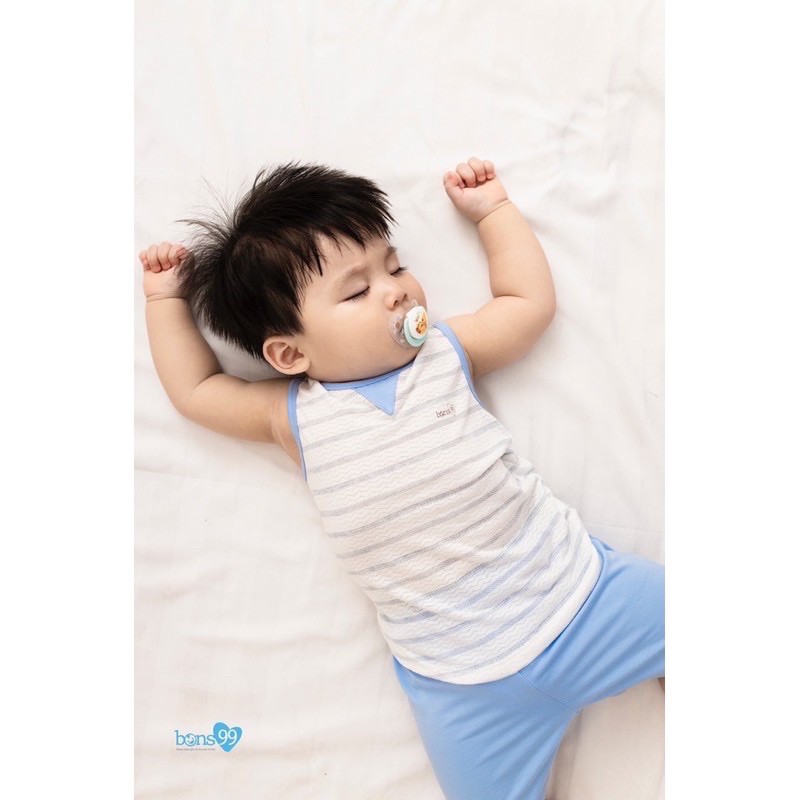 Bộ sát nách Bons99 sợi tre thoáng mát cho Bé trai Bé gái size 6M-4Y