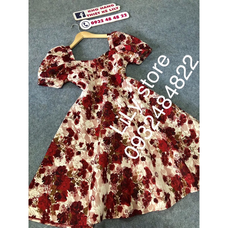 Đầm hoa gấn tay phồng ( ảnh và video thật 1000000%)