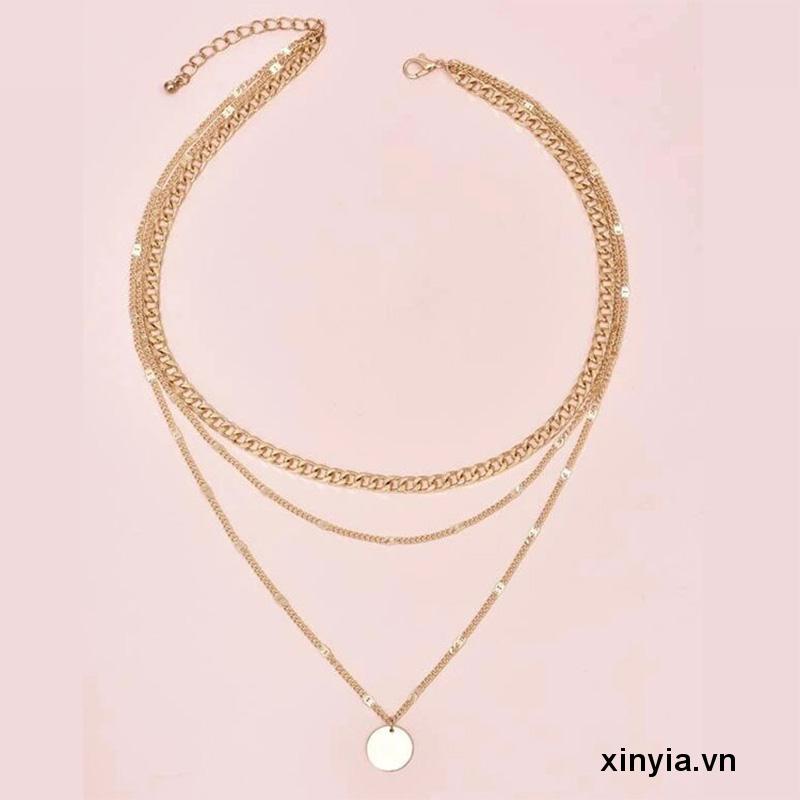 Vòng cổ Dáng Ngắn Nhiều Lớp Đính Đá Pha Lê Nhỏ Cho Nam Và Nữ
