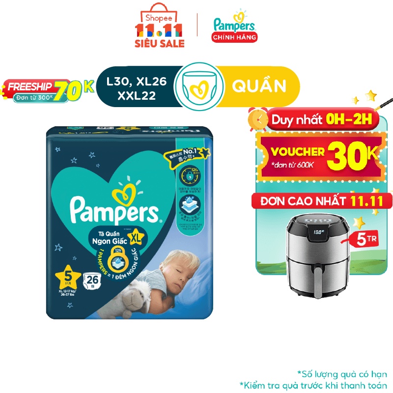 Tã Quần Pampers Ngon Giấc L30/XL26/XXL22