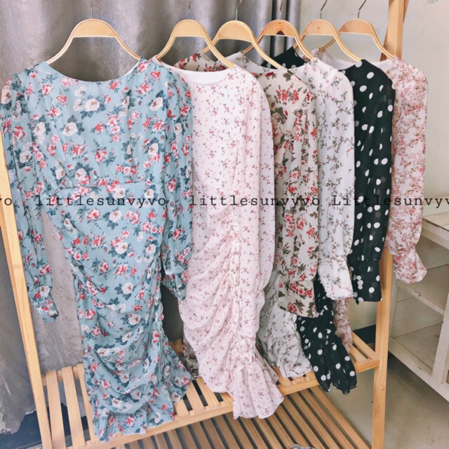 Đầm body đuôi cá voan hoa nhí siêu xinh
