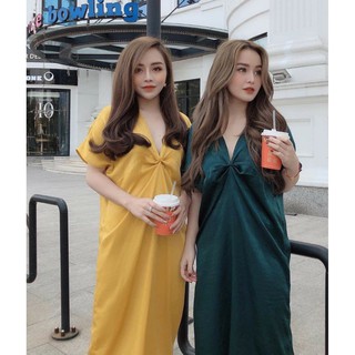 váy lụa xoắn ngực cao cấp