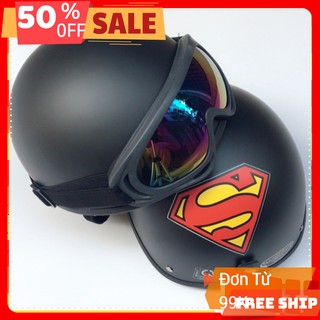 Mũ bảo hiểm 1/2 + kính uv 400 chống nắng