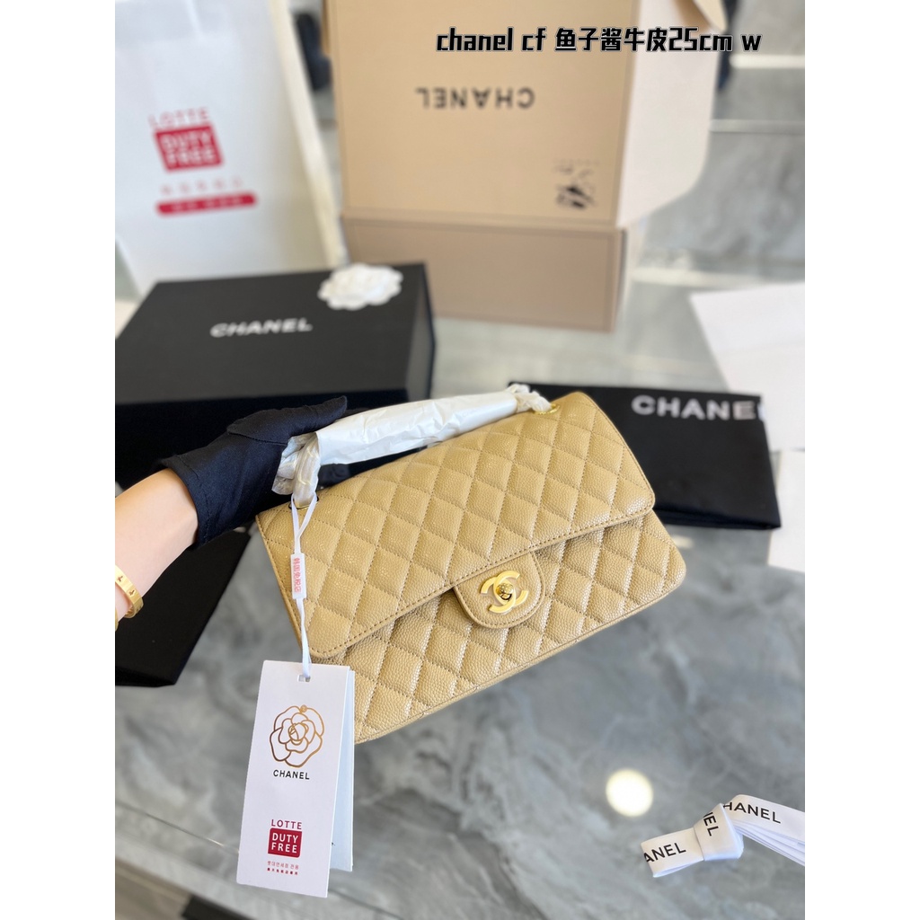 Túi xách nữ da thật Channel vân hạt, màu sắc nhã nhặn, thanh lịch