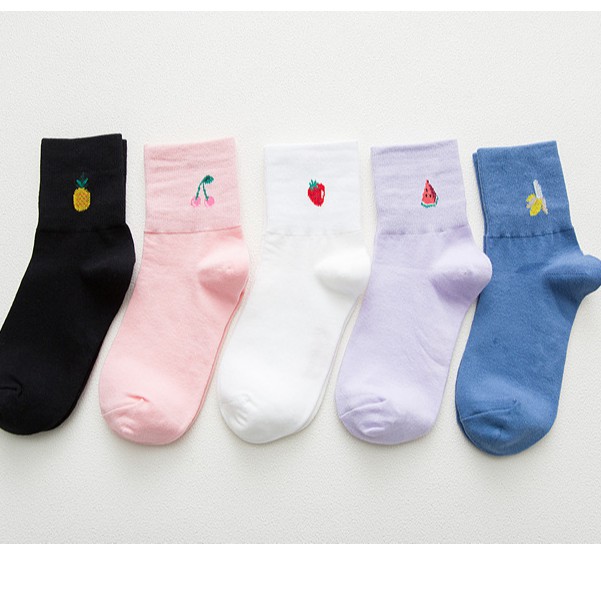 Vớ cao cổ trái cây màu vintage, tất cổ cao thun len ulzzang NEKO