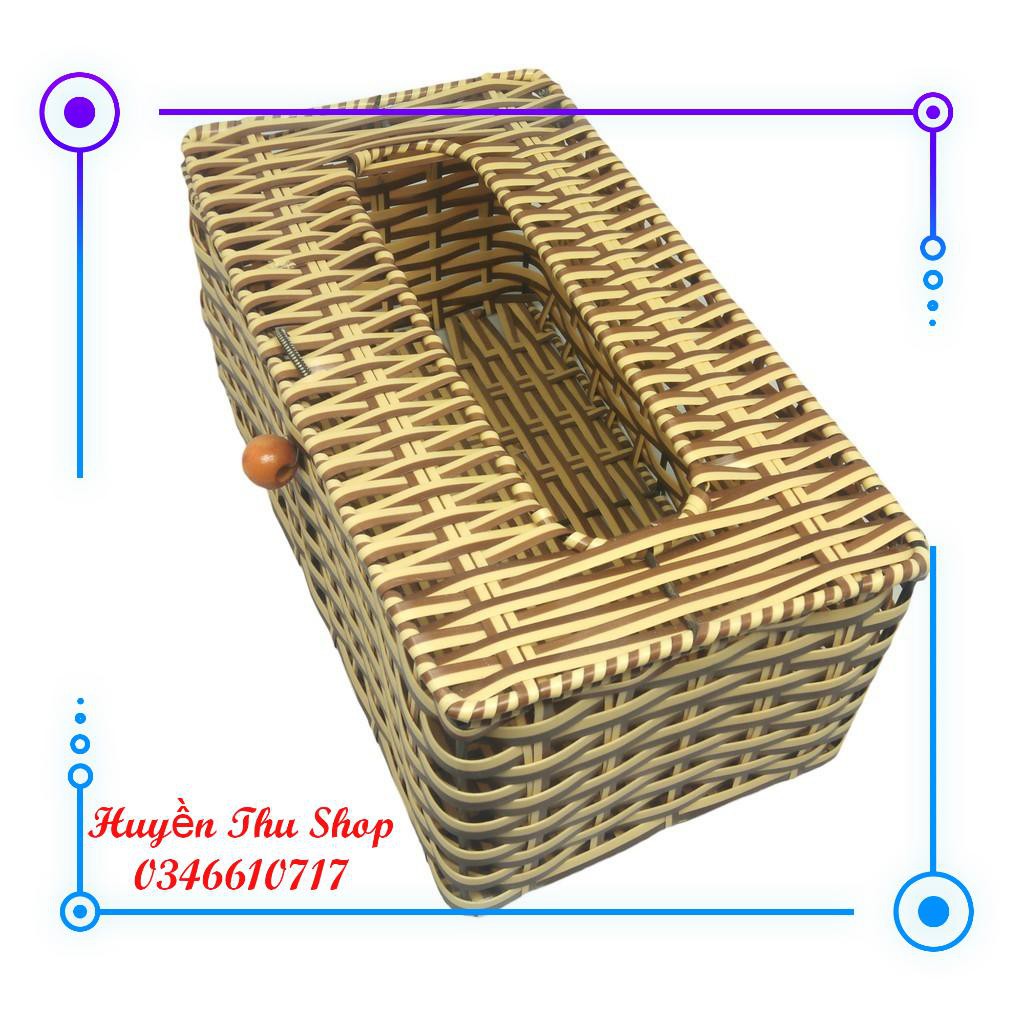 Hộp đựng giấy ăn mây chữ nhật