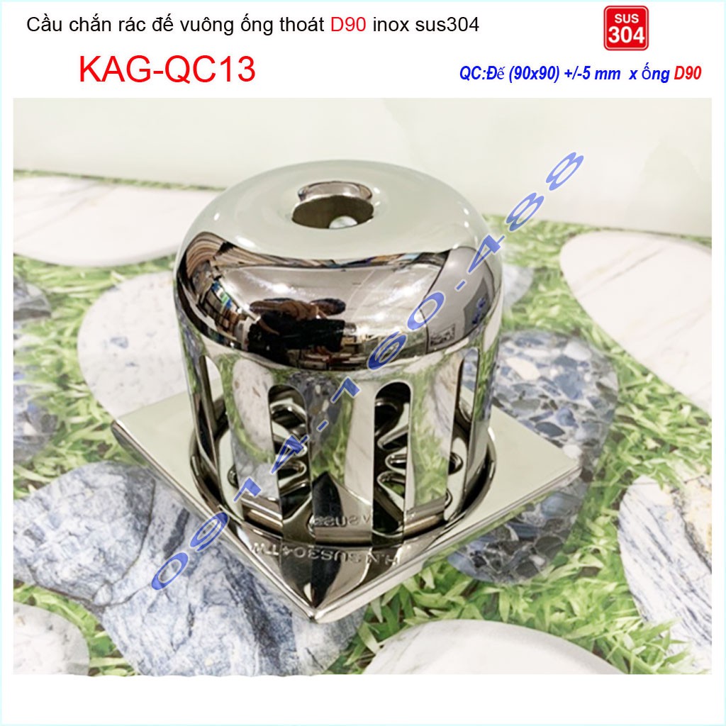 Cầu chắn rác sân thượng KAG-QC13-D90 inox SUS304, cầu chắn rác D90 Roca, phễu thoát nước mưa