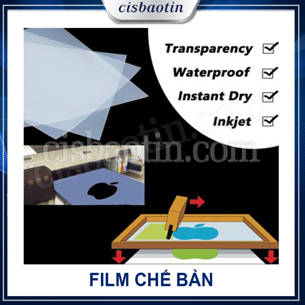 FILM CHỤP BẢN IN PHUN KHÔNG KHÁNG NƯỚC A4 TRONG SUỐT