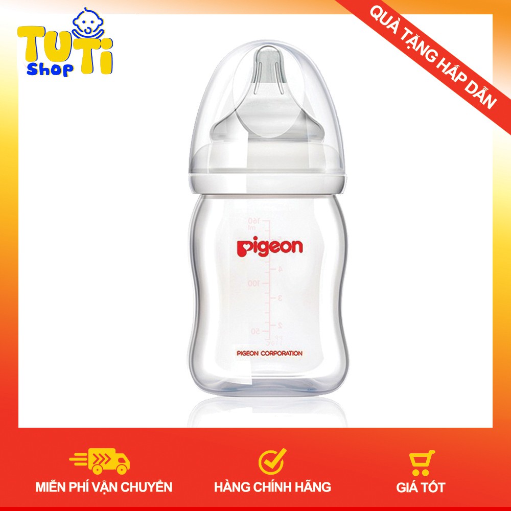 ??ĐỦ SIZE??Bình Sữa Pigeon Cổ Rộng PP Plus 160ML/260ML? HÀNG NHẬP KHẨU?