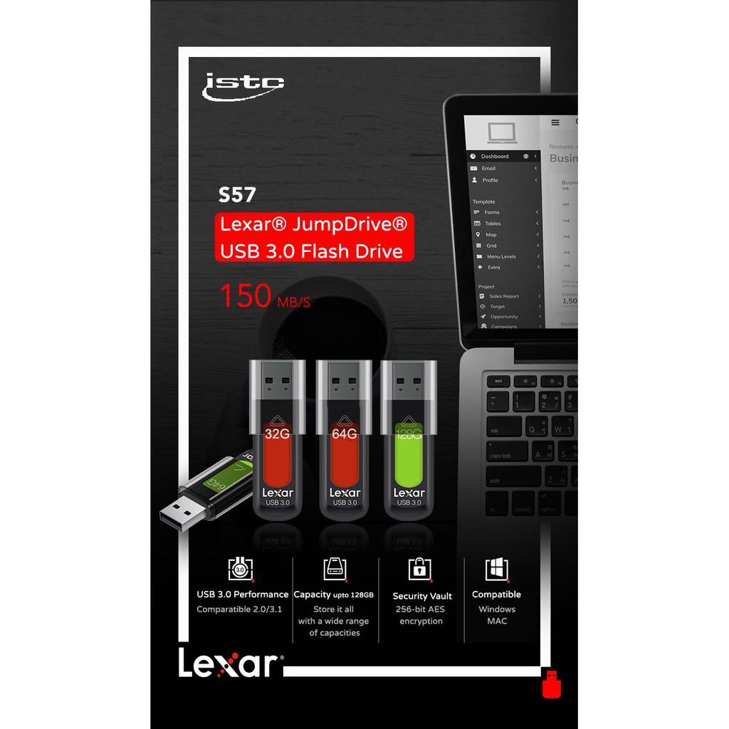 USB Lexar 32GB,64GB,128GB JumpDrive S57 - USB 3.0 - Hàng Chính Hãng | BigBuy360 - bigbuy360.vn