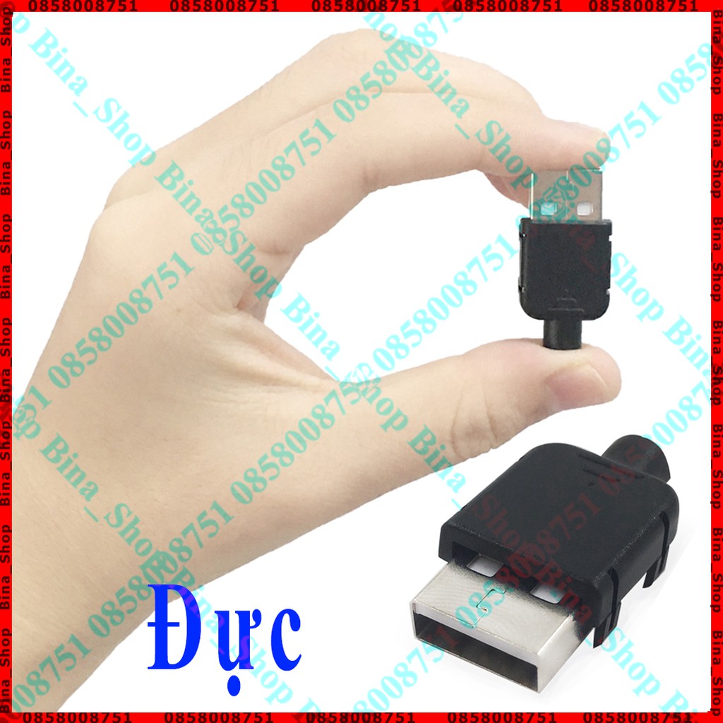 Đầu USB 2.0 4pin có nắp nhựa USB DIY đực cái tự chọn