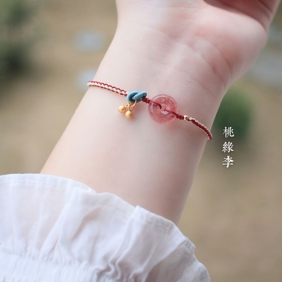 Vòng tay may mắn bằng đá thạch anh tự nhiên màu sắc thời trang