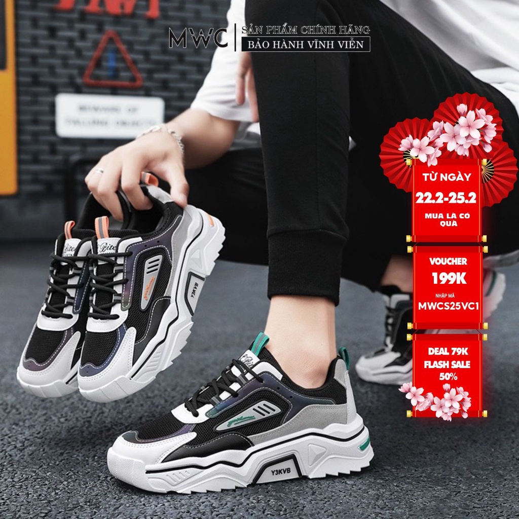 Giày Thể Thao Nam thời trang MWC giày sneaker nam da phối lưới cao cấp năng động trẻ trung NATT - 5331