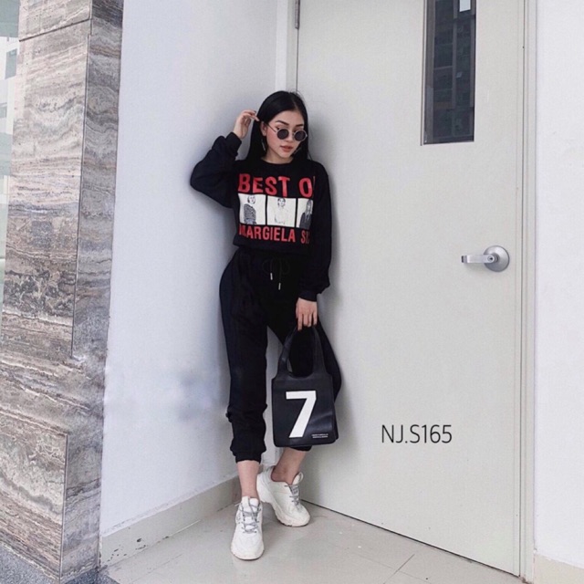 Set Áo Crop Tay Dài-Jog ger Bigsize (Có Ảnh Thật)
