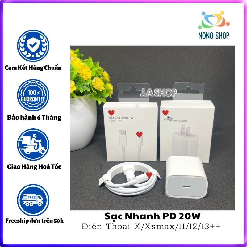 BỘ SẠC NHANH 20W, CÁP SẠC NHANH, CỦ SẠC 20W CHO ĐIỆN THOẠI X/XSMAX/11/12/13++ NONO SHOP