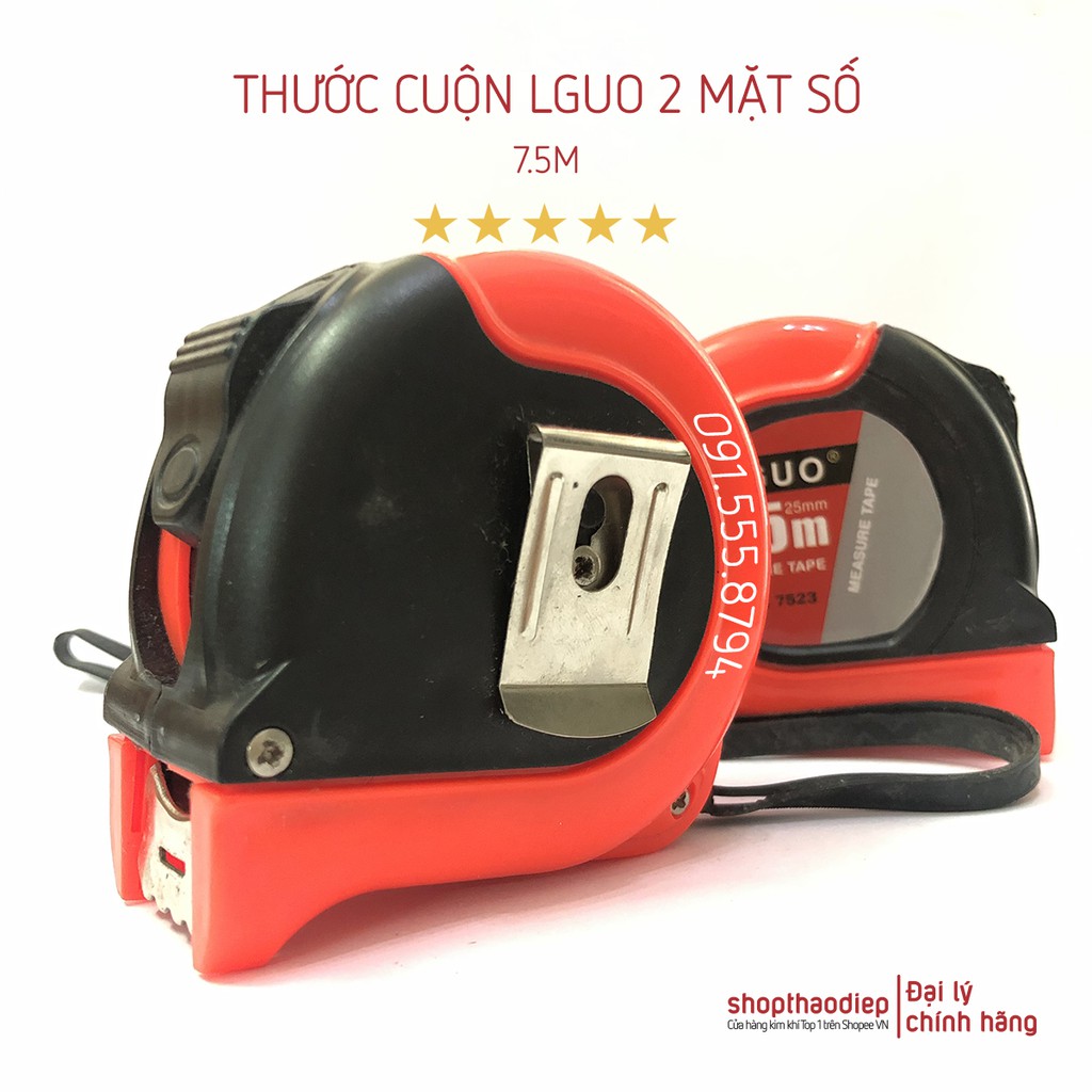 [HÀNG XỊN] Thước Cuộn 5m - 7.5m LGUO 2 mặt số bản 25mm, Thước Dây LGUO Số To và Lỗ Ban