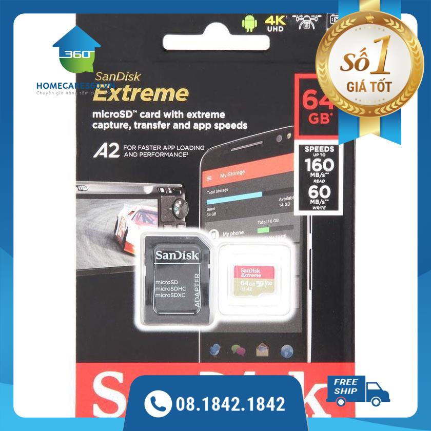 Thẻ nhớ 64GB MicroSDXC Sandisk Extreme A2 160/60 MBs - Like New