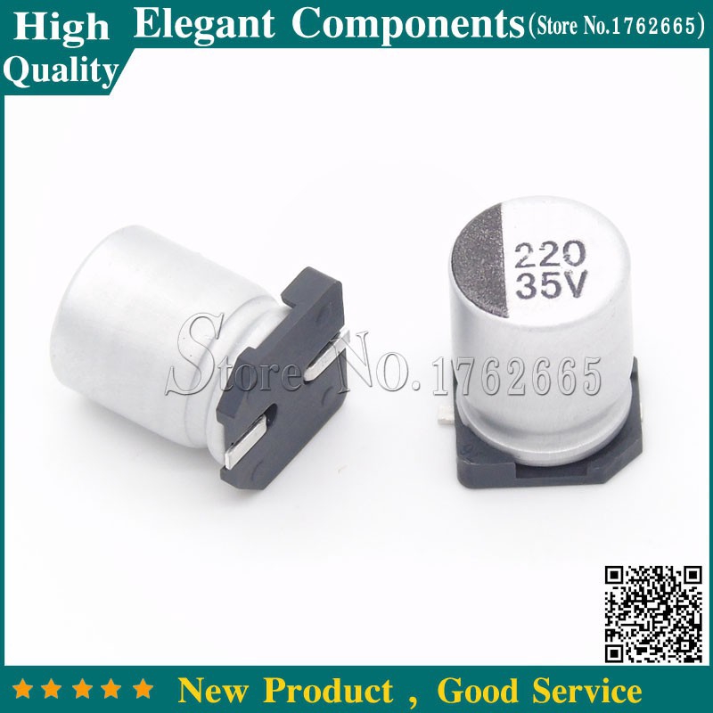 200 Chiếc 220UF 35V 35V 220UF SMD Tụ Điện Phân 35 V / 220 UF Kích Thước 8 * 10MM
