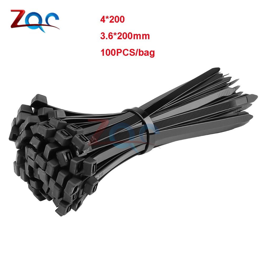 Bộ 100 Dây Rút Tự Khóa Bằng Nhựa Nylon 4x200 5x200