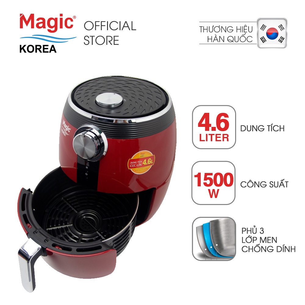 [Mã ELHADEV giảm 4% đơn 300K] Nồi chiên nướng chân không Magic Korea A-802 4.6L - Đỏ