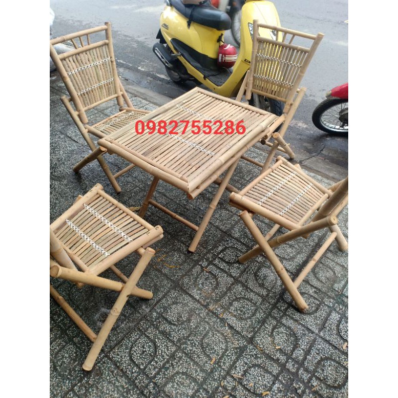 bàn ghế  tre xếp gọn [bộ 1bàn + 4ghế]