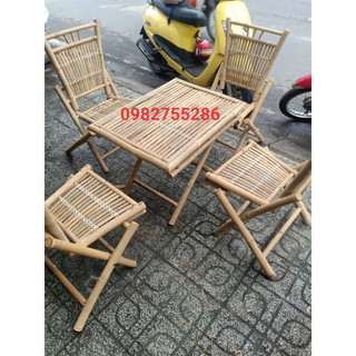 bàn ghế  tre xếp gọn [bộ 1bàn + 4ghế]