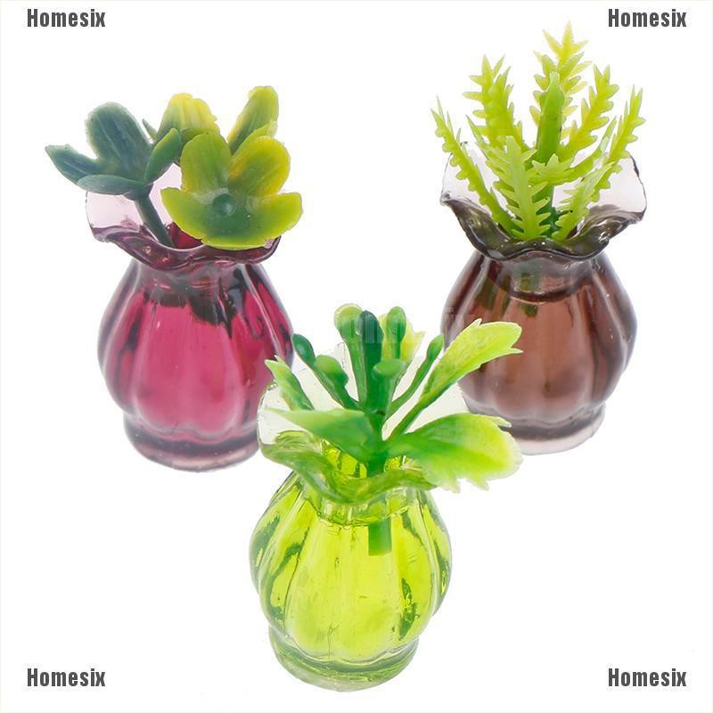 [HoMSI] 5pcs Dollhouse Miniature 1:12 Pot DIY Kitchen Ceramic Decora vase+flower SUU