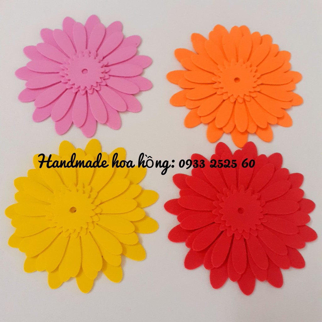 Set 10 hoa đồng tiền 7cm, 5 lớp bằng xốp -Phụ kiện làm hoa - thiệp, phong thư, bưu thiếp, bao thư, bao lì xì - hoa xốp